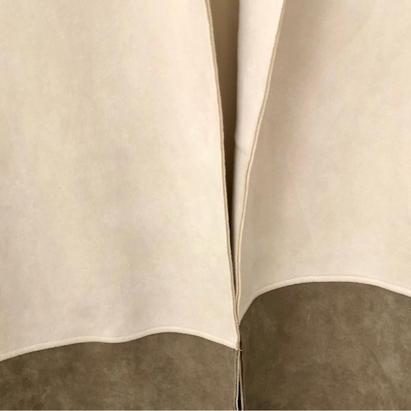 Zara Two-Tone Long Blazer Coat in Cream and Taupe faux suede - Picture 9 of 12